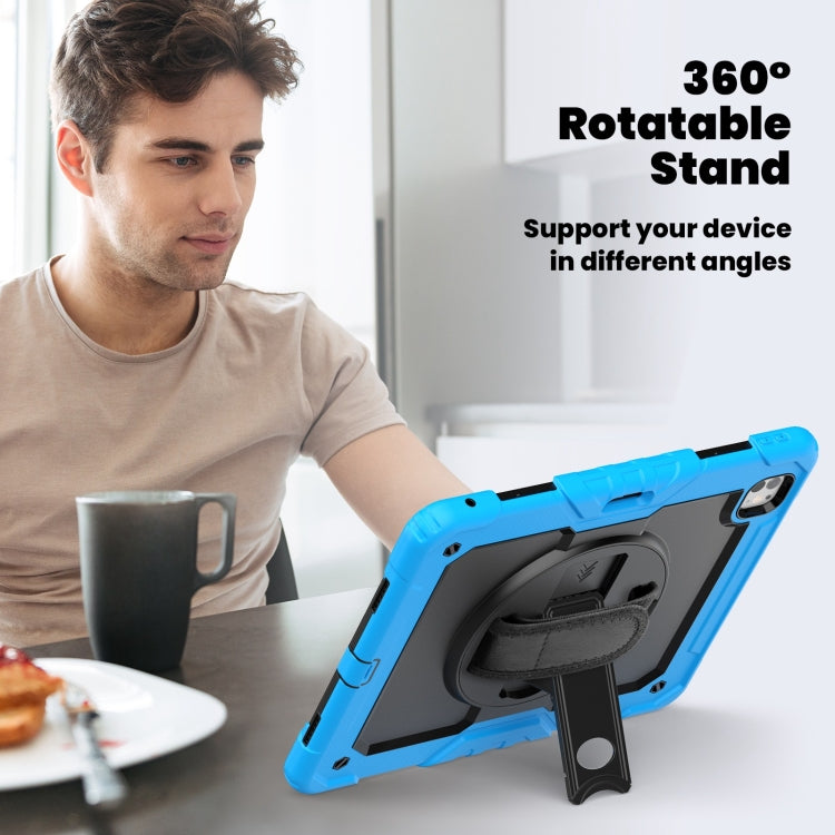 For iPad Pro 13 2024 Silicone Hybrid PC Tablet Case with Shoulder Strap(Black + Light Blue) - iPad Pro 13 2024 Cases by PMC TechLife | Online Shopping South Africa | PMC TechLife | Buy Now Pay Later Mobicred