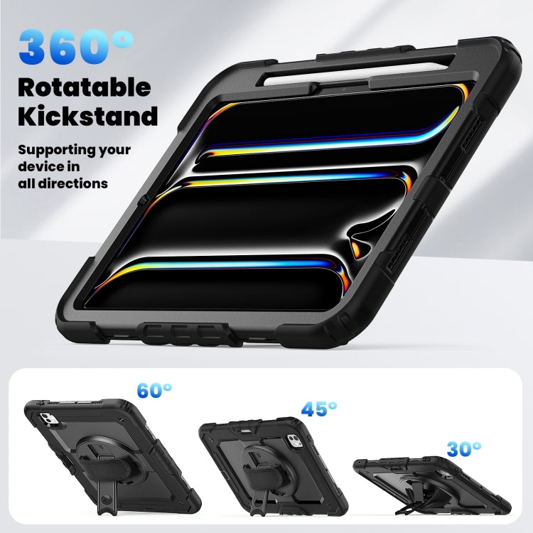 For iPad Pro 11 2024 Silicone Hybrid PC Tablet Case with Shoulder Strap(Black) - iPad Pro 11 2024 Cases by PMC TechLife | Online Shopping South Africa | PMC TechLife | Buy Now Pay Later Mobicred