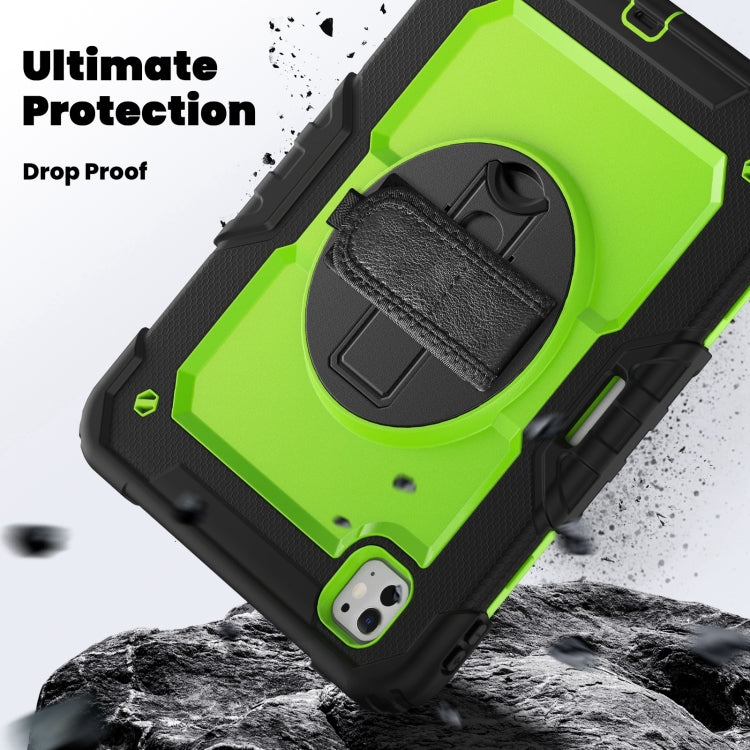 For iPad Pro 11 2024 Silicone Hybrid PC Tablet Case with Shoulder Strap(Yellow Green + Black) - iPad Pro 11 2024 Cases by PMC TechLife | Online Shopping South Africa | PMC TechLife | Buy Now Pay Later Mobicred