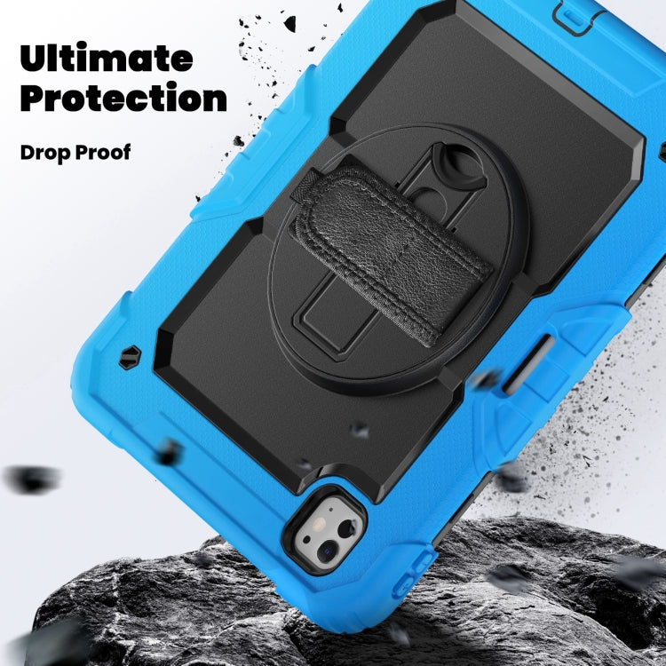 For iPad Pro 11 2024 Silicone Hybrid PC Tablet Case with Shoulder Strap(Black + Light Blue) - iPad Pro 11 2024 Cases by PMC TechLife | Online Shopping South Africa | PMC TechLife | Buy Now Pay Later Mobicred