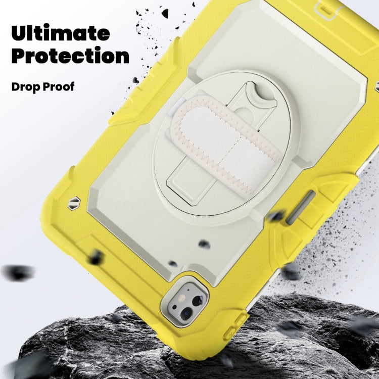 For iPad Pro 11 2024 Silicone Hybrid PC Tablet Case with Shoulder Strap(Beige + Yellow) - iPad Pro 11 2024 Cases by PMC TechLife | Online Shopping South Africa | PMC TechLife | Buy Now Pay Later Mobicred
