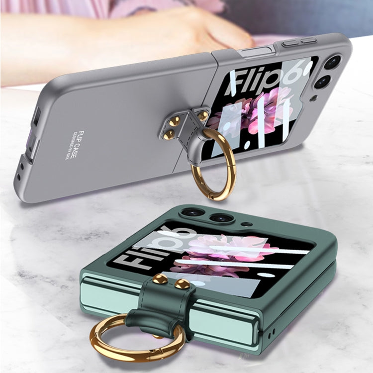 For Samsung Galaxy Z Flip6 / Flip7 FE GKK Integrated Ultra-thin PC Full Coverage Phone Case with Ring Holder(Silver) - free shipping - PMC Jewellery - Order now!