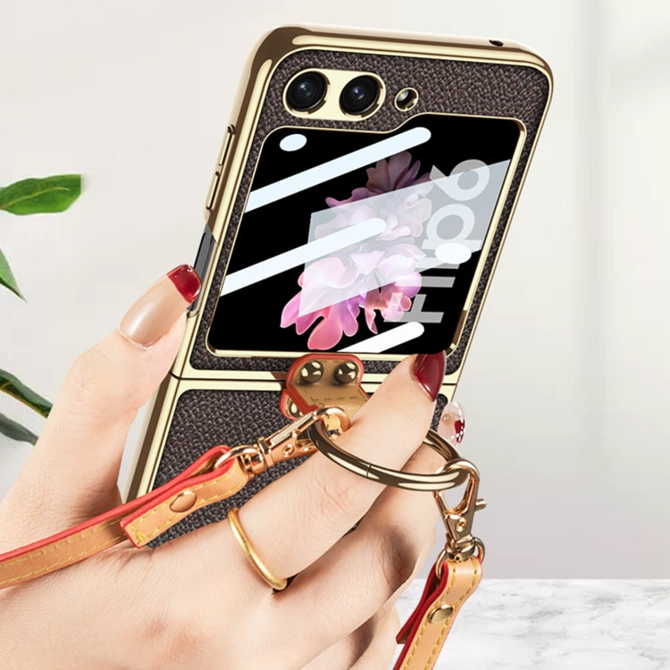 For Samsung Galaxy Z Flip6 / Flip7 FE GKK Integrated Electroplating Leather Phone Case with Ring/Strap(Purple) - free shipping - PMC Jewellery - Order now!