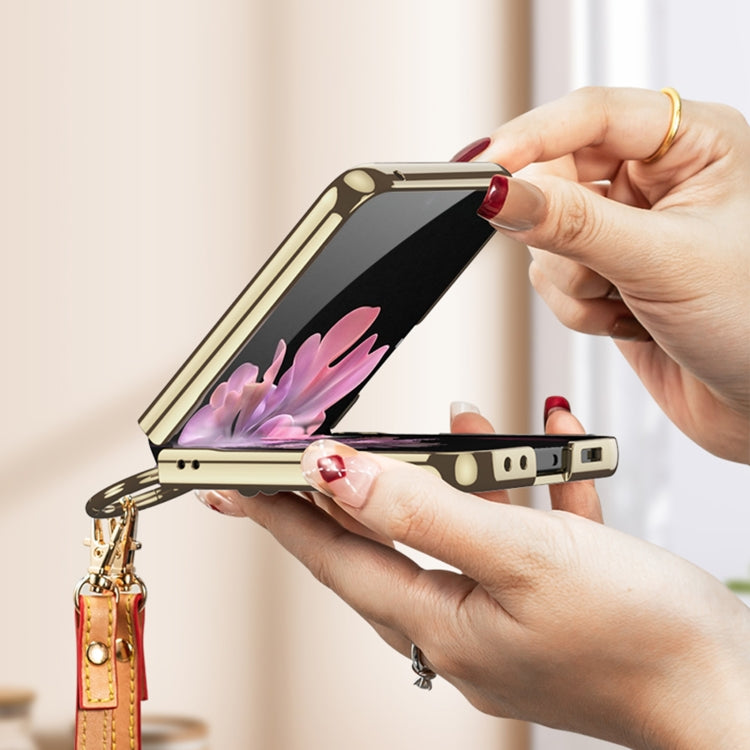 For Samsung Galaxy Z Flip6 / Flip7 FE GKK Integrated Electroplating Leather Phone Case with Ring/Strap(Purple) - free shipping - PMC Jewellery - Order now!