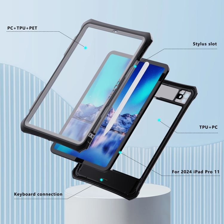 For iPad Pro 11 2024 RedPepper IP68 Waterproof PC + TPU Case with Lanyard & Swivel Bracket(Black) - free shipping - PMC TechLife - Order now!