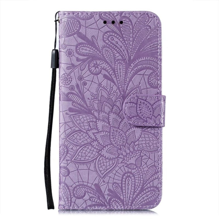 For Google Pixel 9 Pro Lace Flower Embossing Flip Leather Phone Case(Purple) - Google Cases by PMC TechLife | Online Shopping South Africa | PMC TechLife | Buy Now Pay Later Mobicred