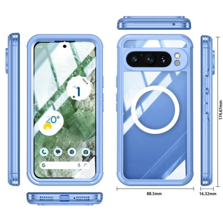 For Google Pixel 9 / 9 Pro RedPepper Transparent IP54 Life Waterproof Phone Case(Blue) - Google Cases by RedPepper | Online Shopping South Africa | PMC TechLife | Buy Now Pay Later Mobicred