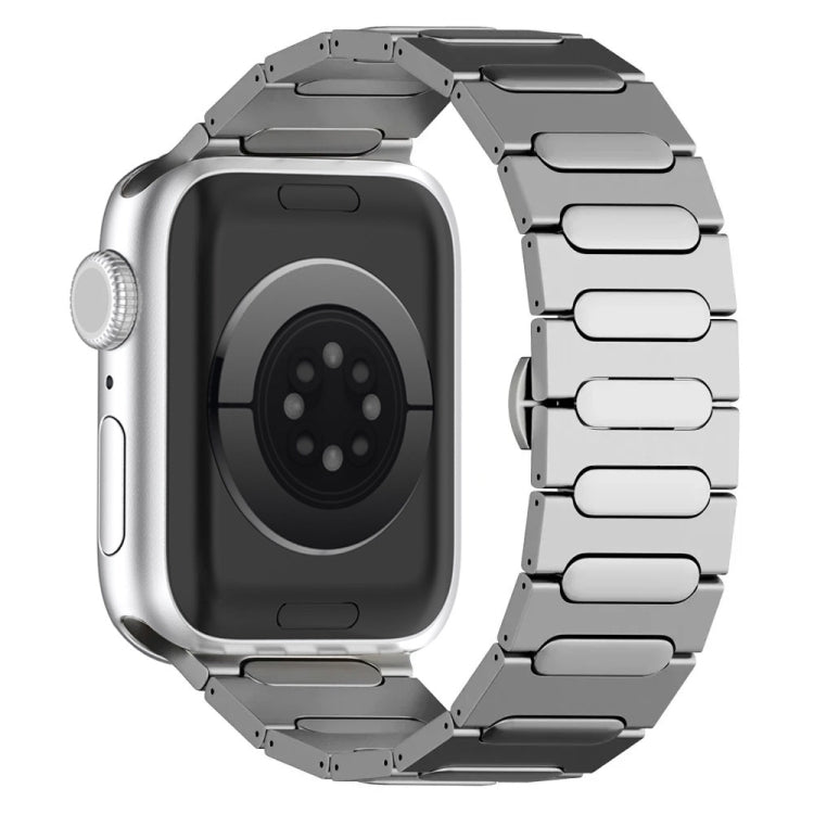 For Apple Watch Series 7 45mm Oval Butterfly Buckle Titanium Alloy Watch Band(Silver) - free shipping - PMC TechLife - Order now!