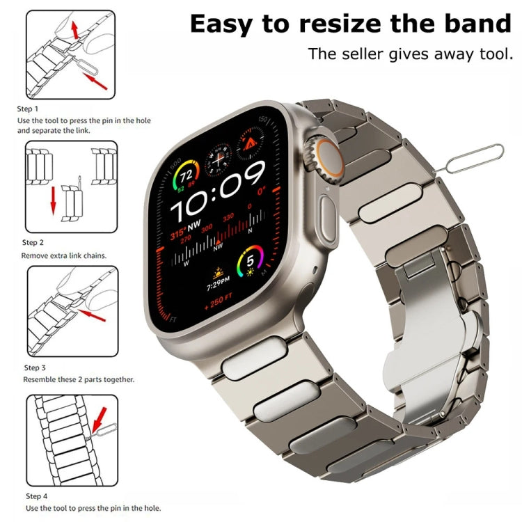 For Apple Watch Series 9 45mm Oval Butterfly Buckle Titanium Alloy Watch Band(Silver) - free shipping - PMC TechLife - Order now!