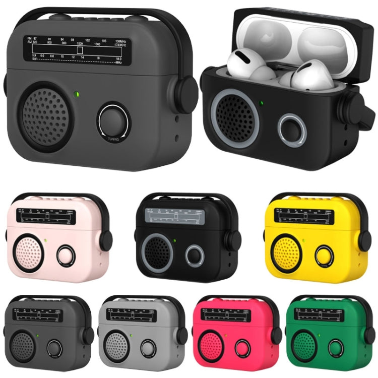 For AirPods 2 / 1 Radio Style Wireless Bluetooth Earphones Shockproof Protective Case(Black) - For AirPods 1/2 by PMC Jewellery | Online Shopping South Africa | PMC Jewellery | Buy Now Pay Later Mobicred