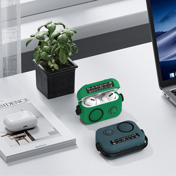 For AirPods Pro Radio Style Wireless Bluetooth Earphones Shockproof Protective Case(Rose Red) - For AirPods Pro by PMC Jewellery | Online Shopping South Africa | PMC Jewellery | Buy Now Pay Later Mobicred