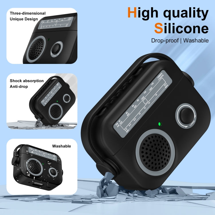 For AirPods 2 / 1 Radio Style Wireless Bluetooth Earphones Shockproof Protective Case(Black) - For AirPods 1/2 by PMC Jewellery | Online Shopping South Africa | PMC Jewellery | Buy Now Pay Later Mobicred