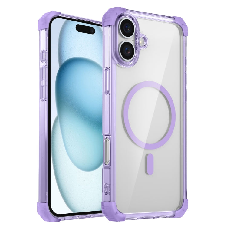For iPhone 16 Transparent MagSafe Magnetic Phone Case(Purple) - iPhone 16 Cases by PMC TechLife | Online Shopping South Africa | PMC TechLife | Buy Now Pay Later Mobicred
