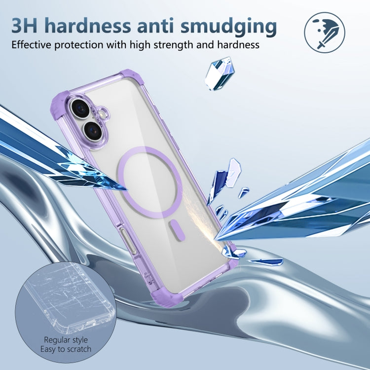 For iPhone 16 Transparent MagSafe Magnetic Phone Case(Purple) - iPhone 16 Cases by PMC TechLife | Online Shopping South Africa | PMC TechLife | Buy Now Pay Later Mobicred