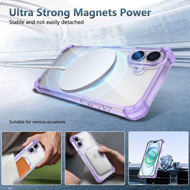 For iPhone 16 Transparent MagSafe Magnetic Phone Case(Purple) - iPhone 16 Cases by PMC TechLife | Online Shopping South Africa | PMC TechLife | Buy Now Pay Later Mobicred