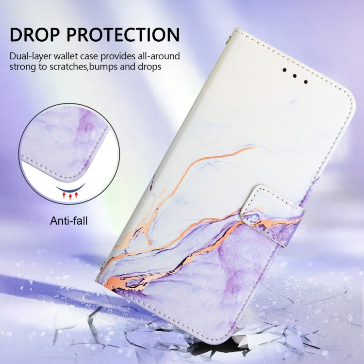 For Blackview A52 PT003 Marble Pattern Flip Leather Phone Case(White Purple) - More Brand by PMC TechLife | Online Shopping South Africa | PMC TechLife | Buy Now Pay Later Mobicred