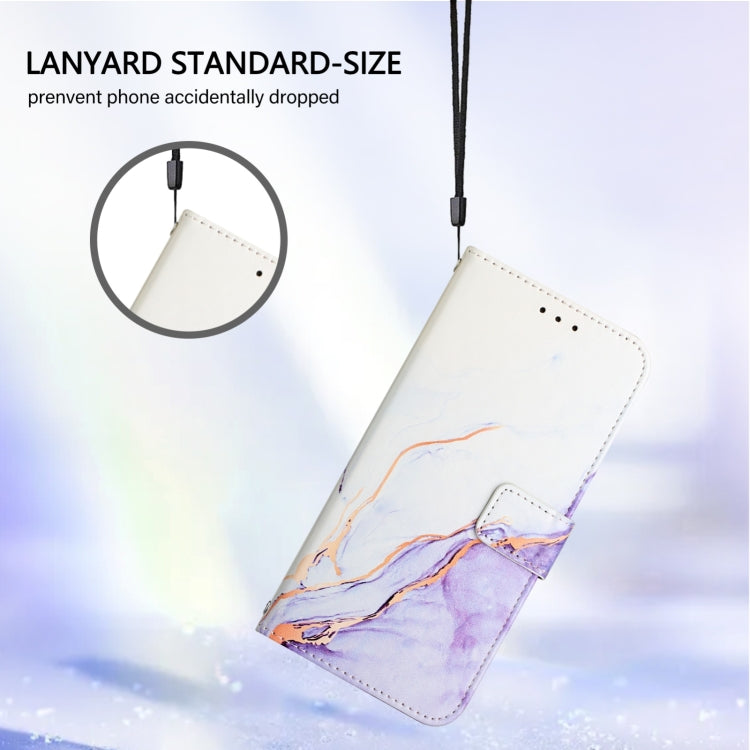 For Blackview Wave 6C PT003 Marble Pattern Flip Leather Phone Case(White Purple) - More Brand by PMC TechLife | Online Shopping South Africa | PMC TechLife | Buy Now Pay Later Mobicred