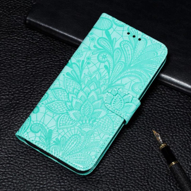 For Motorola Moto G Play 2024 Lace Flower Embossing Flip Leather Phone Case(Green) - free shipping - PMC Jewellery - Order now!
