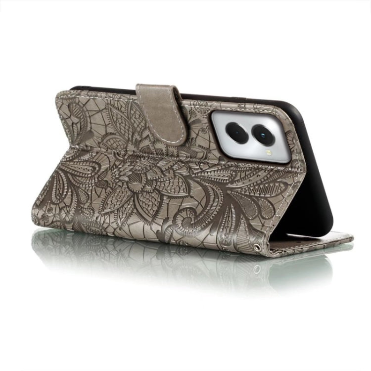 For Motorola Moto G Power 5G 2024 Lace Flower Embossing Flip Leather Phone Case(Grey) - free shipping - PMC Jewellery - Order now!