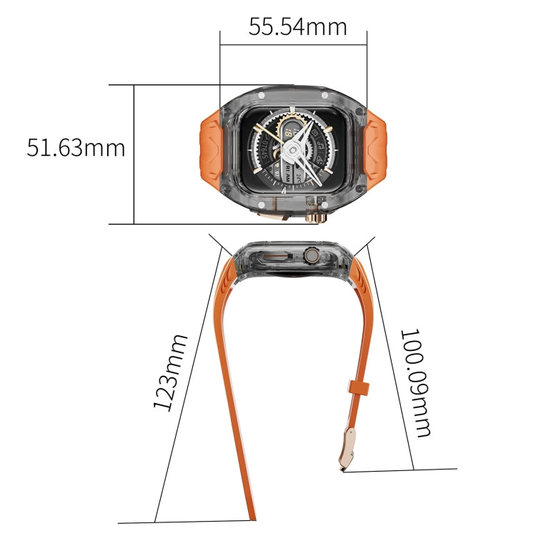 For Apple Watch SE 2023 44mm Modified PC Hybrid TPU Watch Case Band(Orange Clear Black) - Watch Cases by PMc TechLife | Online Shopping South Africa | PMc TechLife | Buy Now Pay Later Mobicred