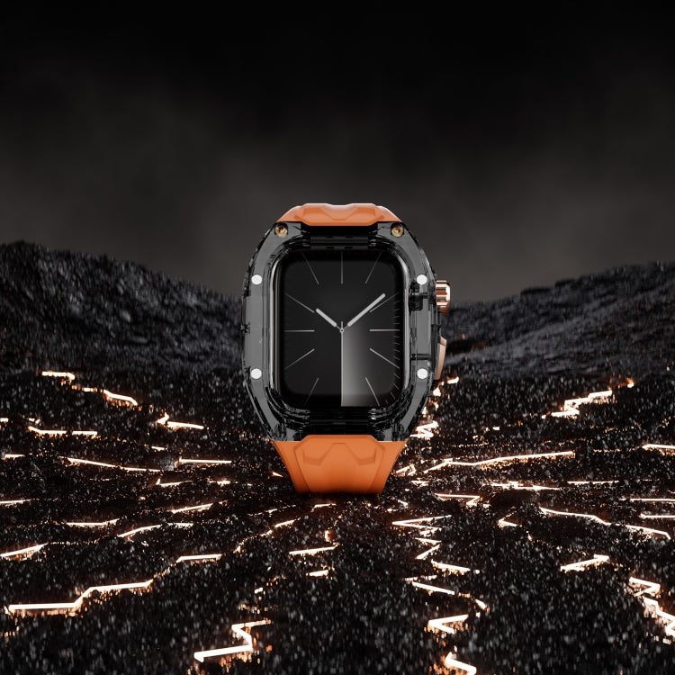 For Apple Watch SE 2023 44mm Modified PC Hybrid TPU Watch Case Band(Orange Clear Black) - Watch Cases by PMc TechLife | Online Shopping South Africa | PMc TechLife | Buy Now Pay Later Mobicred