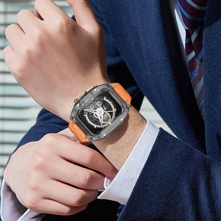 For Apple Watch Series 9 45mm Modified PC Hybrid TPU Watch Case Band(Orange Clear Black) - Watch Cases by PMc TechLife | Online Shopping South Africa | PMc TechLife | Buy Now Pay Later Mobicred