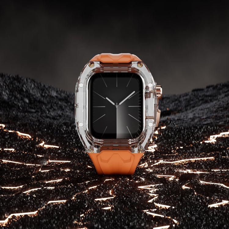 For Apple Watch Series 9 45mm Modified PC Hybrid TPU Watch Case Band(Orange Transparent) - free shipping - PMc TechLife - Order now!