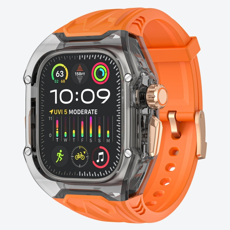 For Apple Watch Ultra 49mm Modified PC Hybrid TPU Watch Case Band(Orange Clear Black) - free shipping - PMC Jewellery - Order now!