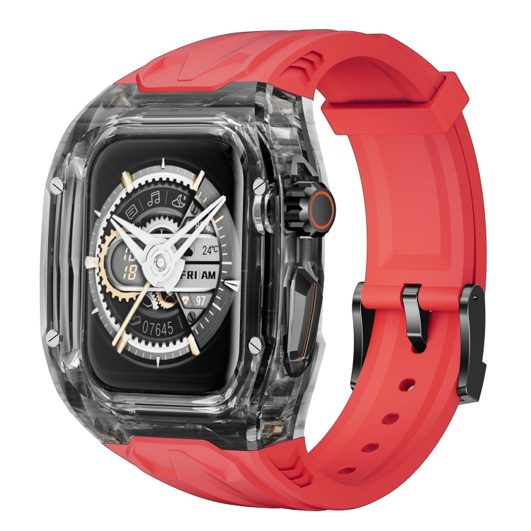 For Apple Watch Series 8 45mm Modified PC Hybrid TPU Watch Case Band(Red Clear Black) - free shipping - PMc TechLife - Order now!