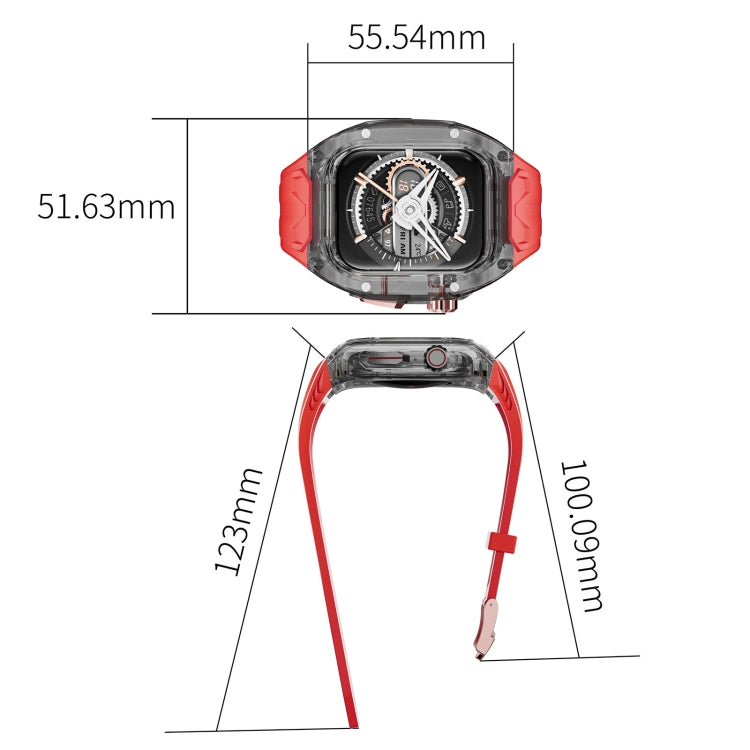 For Apple Watch Series 8 45mm Modified PC Hybrid TPU Watch Case Band(Red Clear Black) - free shipping - PMc TechLife - Order now!