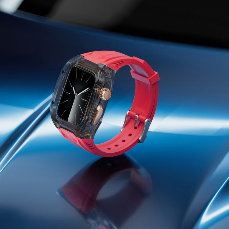 For Apple Watch Series 8 45mm Modified PC Hybrid TPU Watch Case Band(Red Clear Black) - free shipping - PMc TechLife - Order now!
