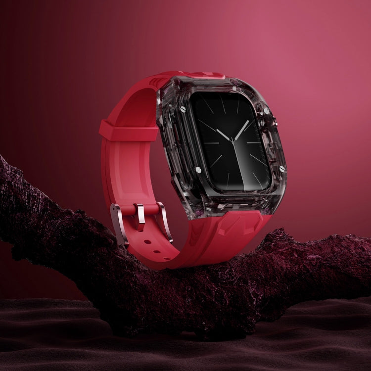 For Apple Watch Series 8 45mm Modified PC Hybrid TPU Watch Case Band(Red Clear Black) - free shipping - PMc TechLife - Order now!