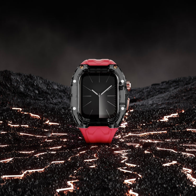 For Apple Watch Series 8 45mm Modified PC Hybrid TPU Watch Case Band(Red Clear Black) - free shipping - PMc TechLife - Order now!