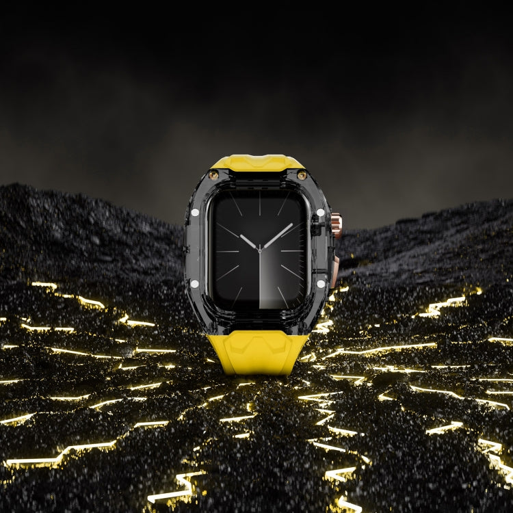 For Apple Watch Series 8 45mm Modified PC Hybrid TPU Watch Case Band(Yellow Clear Black) - free shipping - PMc TechLife - Order now!