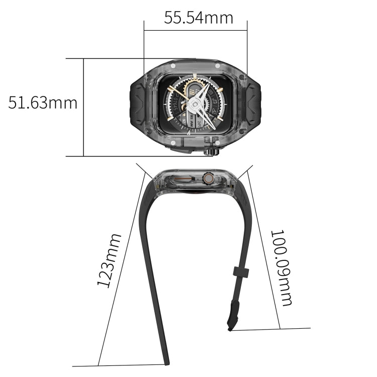 For Apple Watch SE 2022 44mm Modified PC Hybrid TPU Watch Case Band(Black Clear Black) - free shipping - PMc TechLife - Order now!