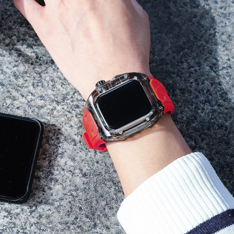 For Apple Watch Series 5 44mm Modified PC Hybrid TPU Watch Case Band(Red Clear Black) - free shipping - PMc TechLife - Order now!