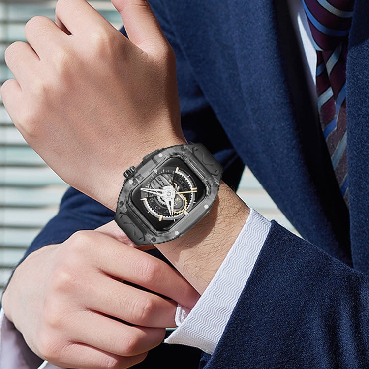 For Apple Watch Series 4 44mm Modified PC Hybrid TPU Watch Case Band(Black Clear Black) - Watch Cases by PMc TechLife | Online Shopping South Africa | PMc TechLife | Buy Now Pay Later Mobicred