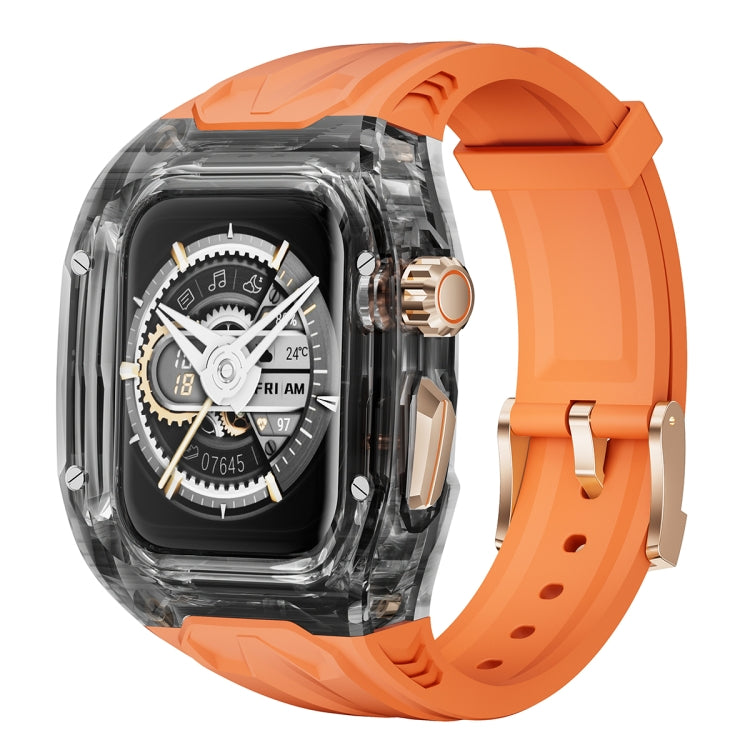 For Apple Watch Series 4 44mm Modified PC Hybrid TPU Watch Case Band(Orange Clear Black) - free shipping - PMc TechLife - Order now!