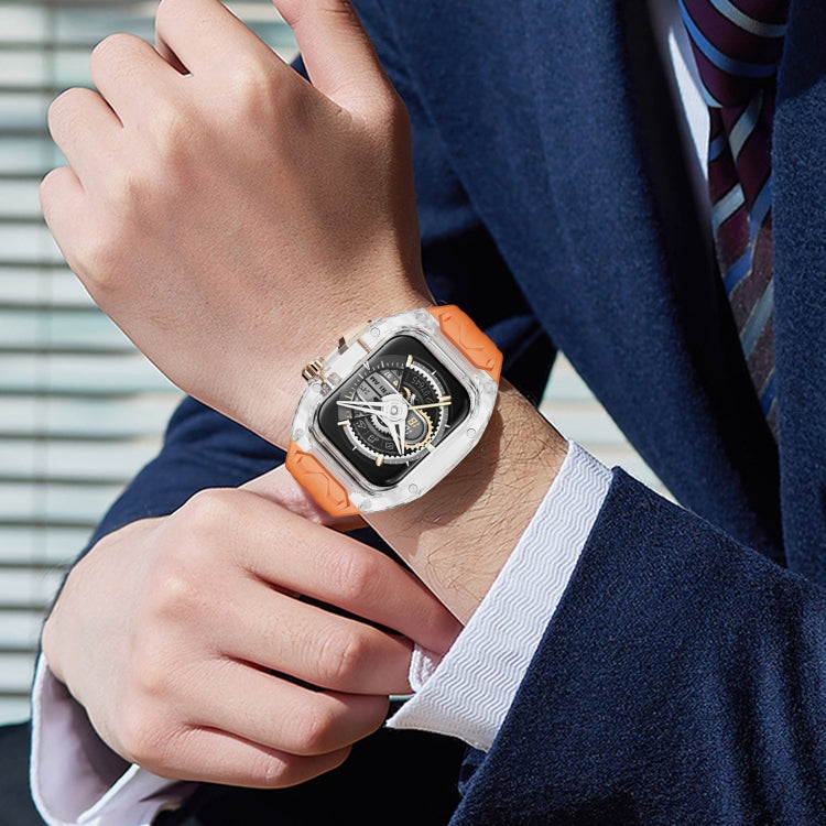 For Apple Watch Series 4 44mm Modified PC Hybrid TPU Watch Case Band(Orange Transparent) - free shipping - PMc TechLife - Order now!