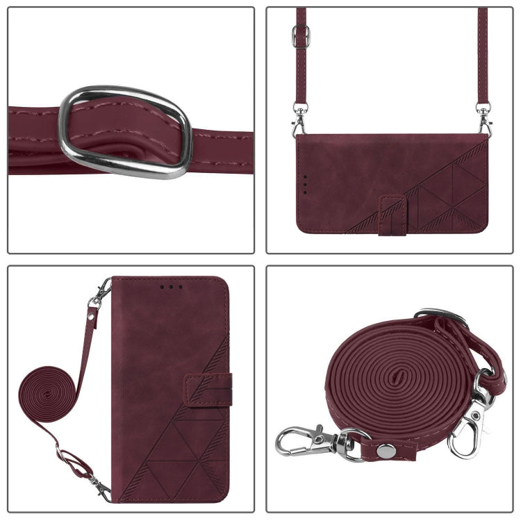 For Blackview Color 8 Crossbody 3D Embossed Flip Leather Phone Case(Wine Red) - More Brand by PMC TechLife | Online Shopping South Africa | PMC TechLife | Buy Now Pay Later Mobicred