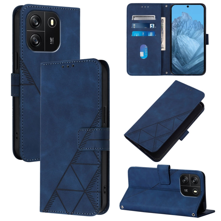 For Blackview Wave 6C Crossbody 3D Embossed Flip Leather Phone Case(Blue) - More Brand by PMC TechLife | Online Shopping South Africa | PMC TechLife | Buy Now Pay Later Mobicred