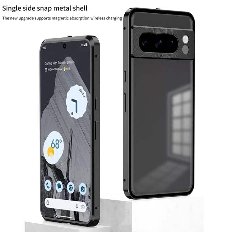 For Google Pixel 8 Pro Snap Buckle Metal Frame Frosted Phone Case(Silver) - Google Cases by PMC TechLife | Online Shopping South Africa | PMC TechLife | Buy Now Pay Later Mobicred