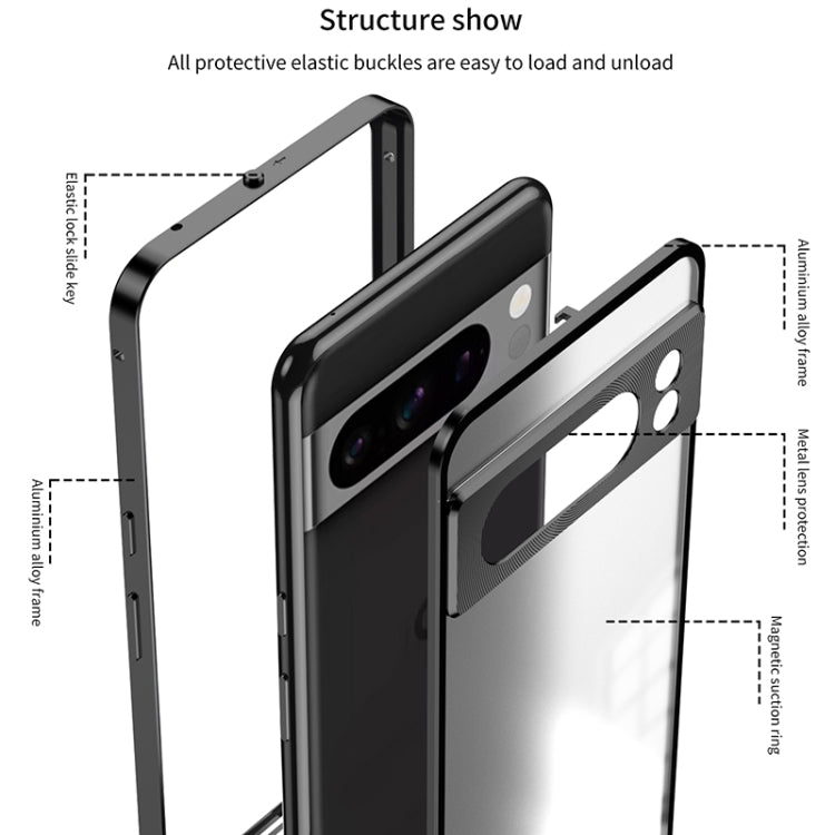 For Google Pixel 8a Snap Buckle Metal Frame Frosted Phone Case(Blue) - Google Cases by PMC TechLife | Online Shopping South Africa | PMC TechLife | Buy Now Pay Later Mobicred