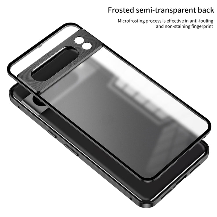 For Google Pixel 7 Snap Buckle Metal Frame Frosted Phone Case(Blue) - Google Cases by PMC TechLife | Online Shopping South Africa | PMC TechLife | Buy Now Pay Later Mobicred