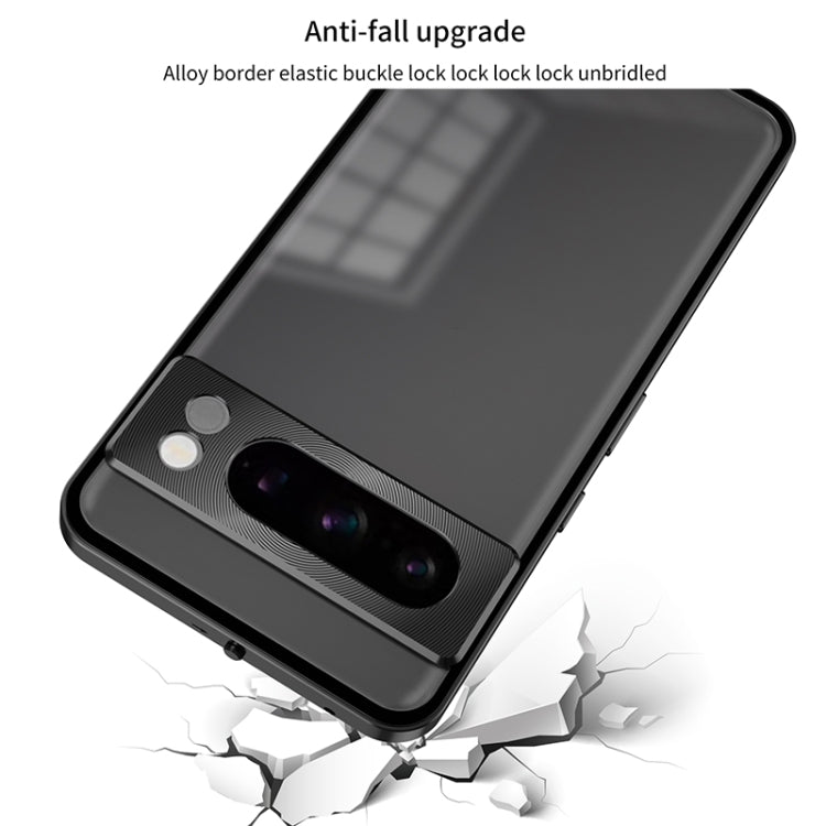 For Google Pixel 7a Snap Buckle Metal Frame Frosted Phone Case(Black) - Google Cases by PMC TechLife | Online Shopping South Africa | PMC TechLife | Buy Now Pay Later Mobicred