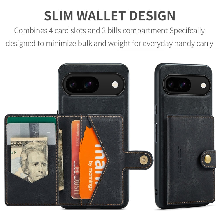 For Google Pixel 9 JEEHOOD J01 Retro Magnetic Detachable Wallet Phone Case(Black) - Google Cases by JEEHOOD | Online Shopping South Africa | PMC TechLife | Buy Now Pay Later Mobicred