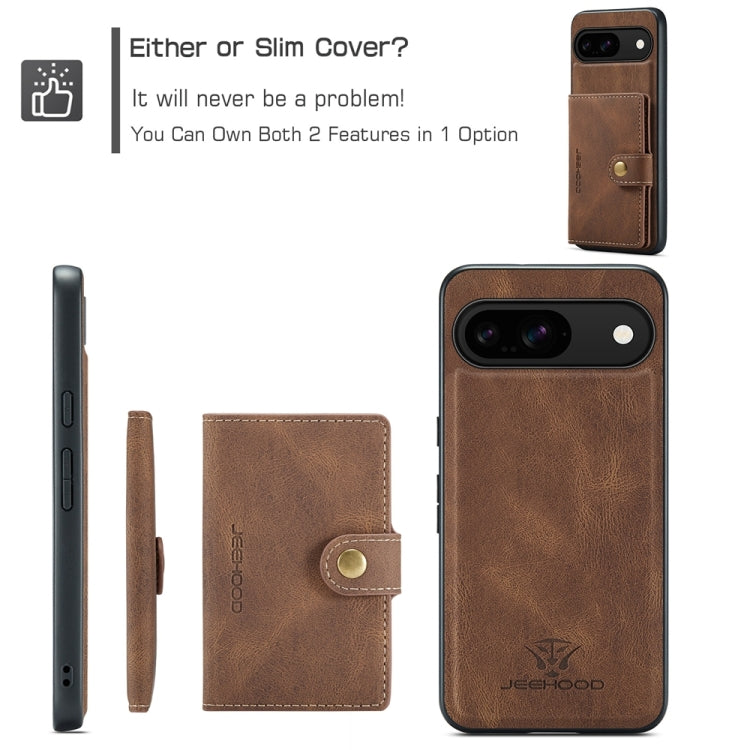 For Google Pixel 9 JEEHOOD J01 Retro Magnetic Detachable Wallet Phone Case(Brown) - Google Cases by JEEHOOD | Online Shopping South Africa | PMC TechLife | Buy Now Pay Later Mobicred
