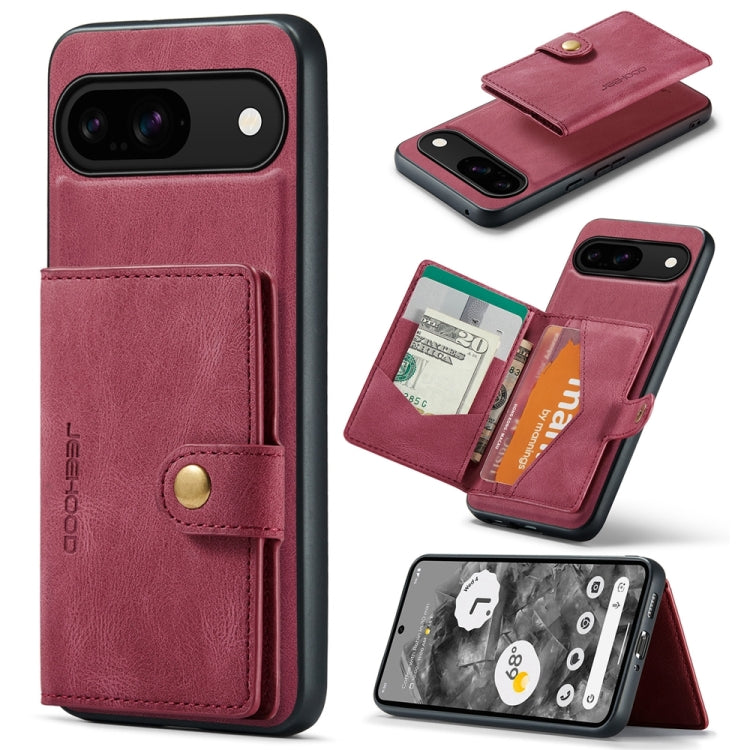 For Google Pixel 9 JEEHOOD J01 Retro Magnetic Detachable Wallet Phone Case(Red) - Google Cases by JEEHOOD | Online Shopping South Africa | PMC TechLife | Buy Now Pay Later Mobicred