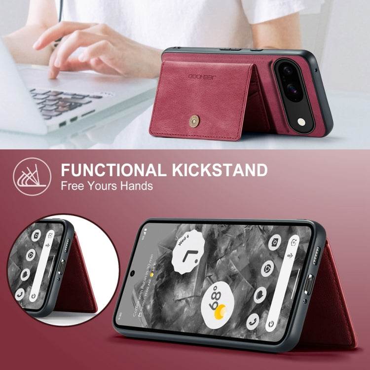 For Google Pixel 9 JEEHOOD J01 Retro Magnetic Detachable Wallet Phone Case(Red) - Google Cases by JEEHOOD | Online Shopping South Africa | PMC TechLife | Buy Now Pay Later Mobicred