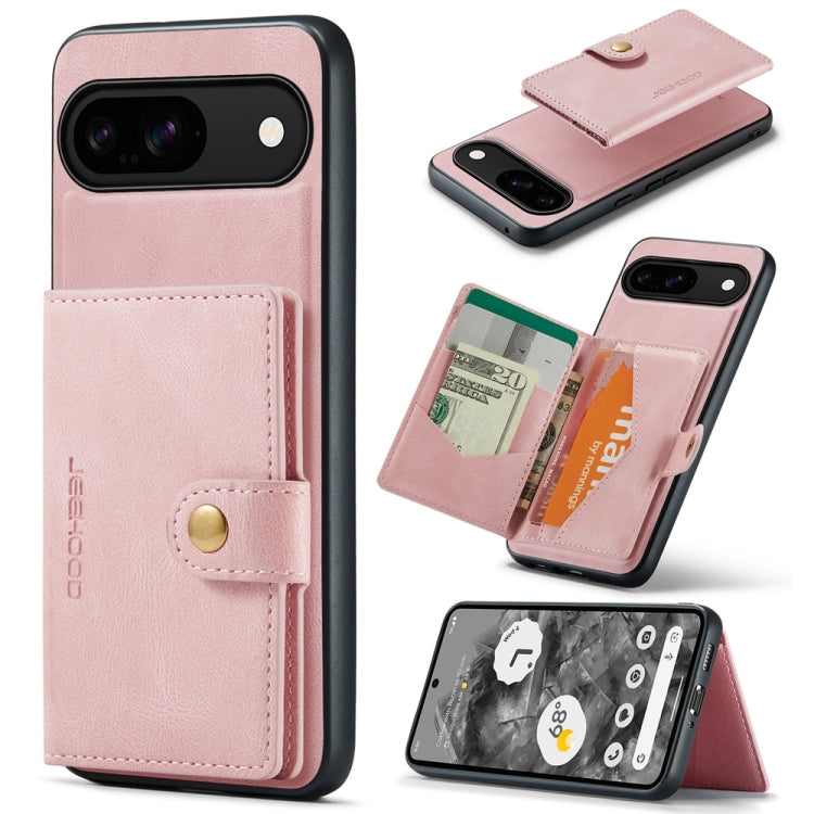For Google Pixel 9 JEEHOOD J01 Retro Magnetic Detachable Wallet Phone Case(Pink) - Google Cases by JEEHOOD | Online Shopping South Africa | PMC TechLife | Buy Now Pay Later Mobicred